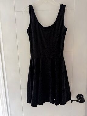 Black Velvet Scoop Neck Skater Dress - Brand Unknown